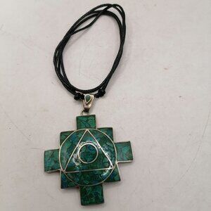 Unisex Adjustable Alpaca Natural Stone Chakana Inca Necklace